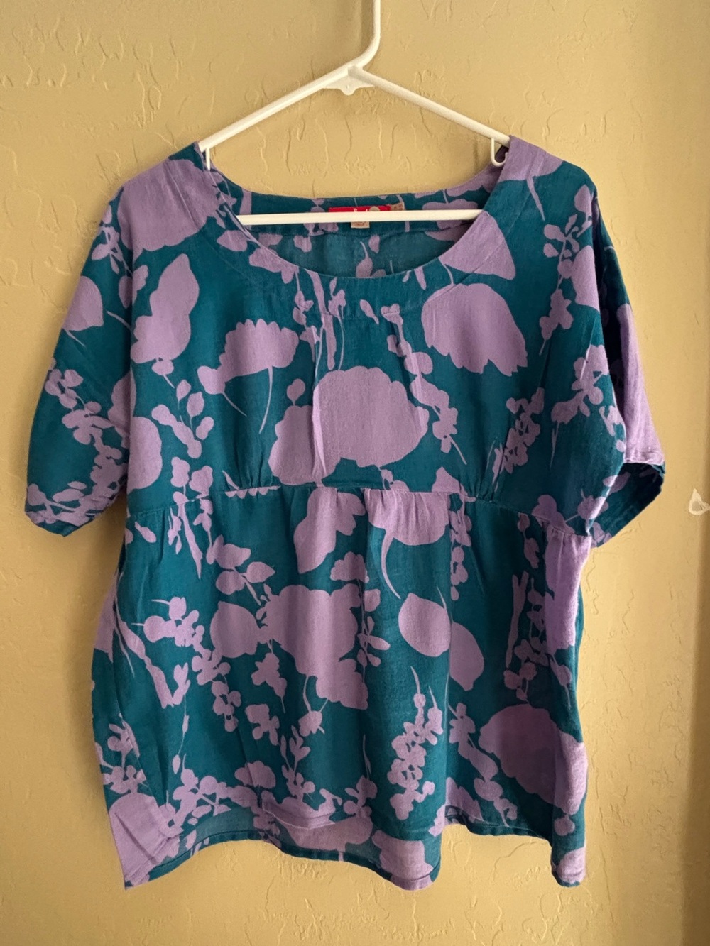 Bodem Scoop Neck Women’s Top in Teal and w Lavender ~ Women’s 14
